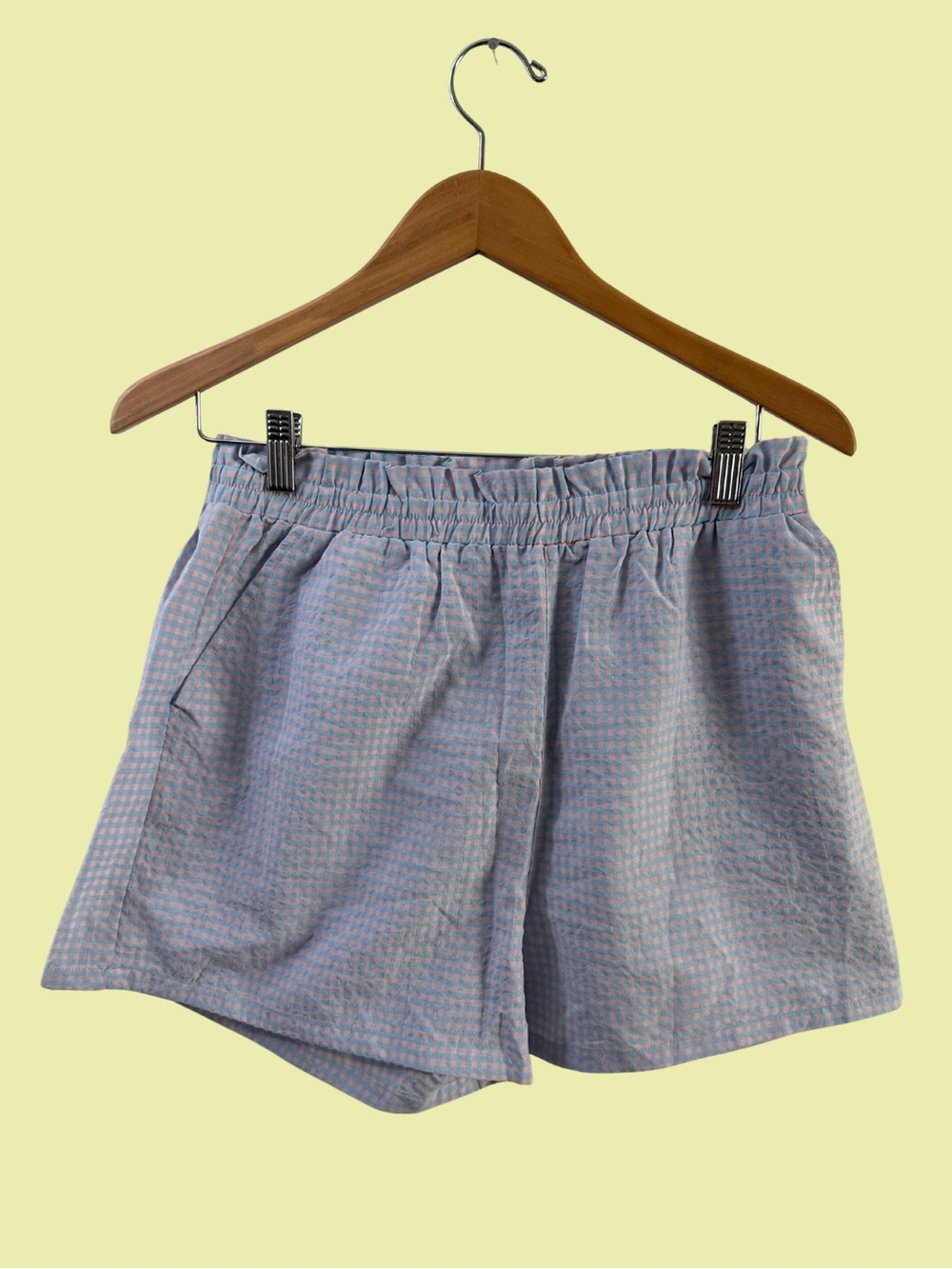 BLANK NYC Light Blue Gingham Women's Shorts SIZE 30 US 10 Large Light Breezy